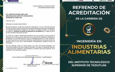 Refrenda TecNM Teziutlán acreditación en Industrias Alimentarias